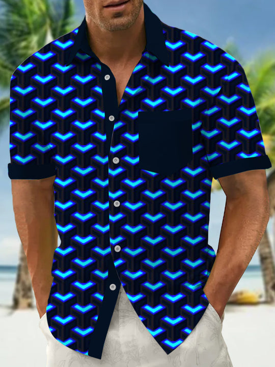 men's geometric print shirt front view