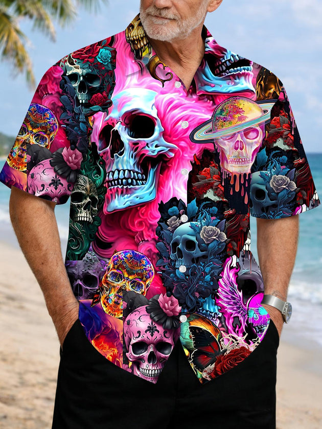 men's skull print shirt front view