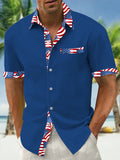 Independence Day American Flag Men's Pocket Short Sleeve Shirts