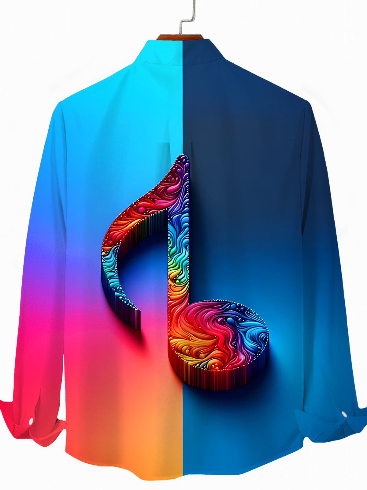 Musical Note Men's Pocket Long Sleeve Shirts