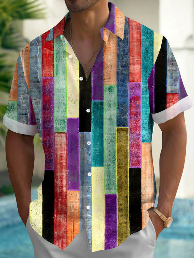 Men's tie dye short sleeve shirt front view
