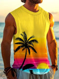 Coconut Tree Sleeveless Round Neck Men's Tank Top