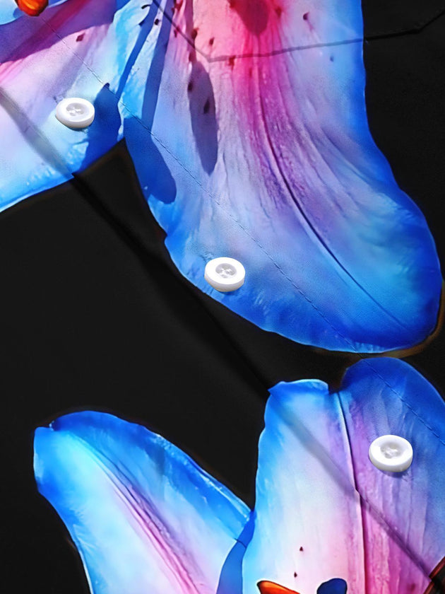 Men's flower print short sleeve shirt flat lay