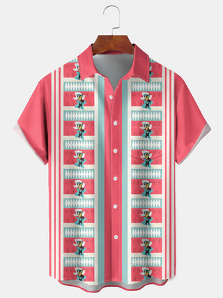 Men's geometric print short sleeve shirt front view