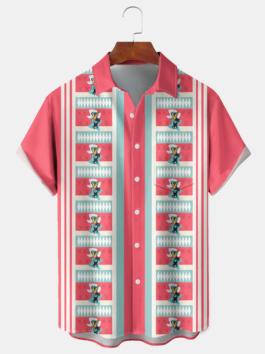 Men's geometric print short sleeve shirt front view