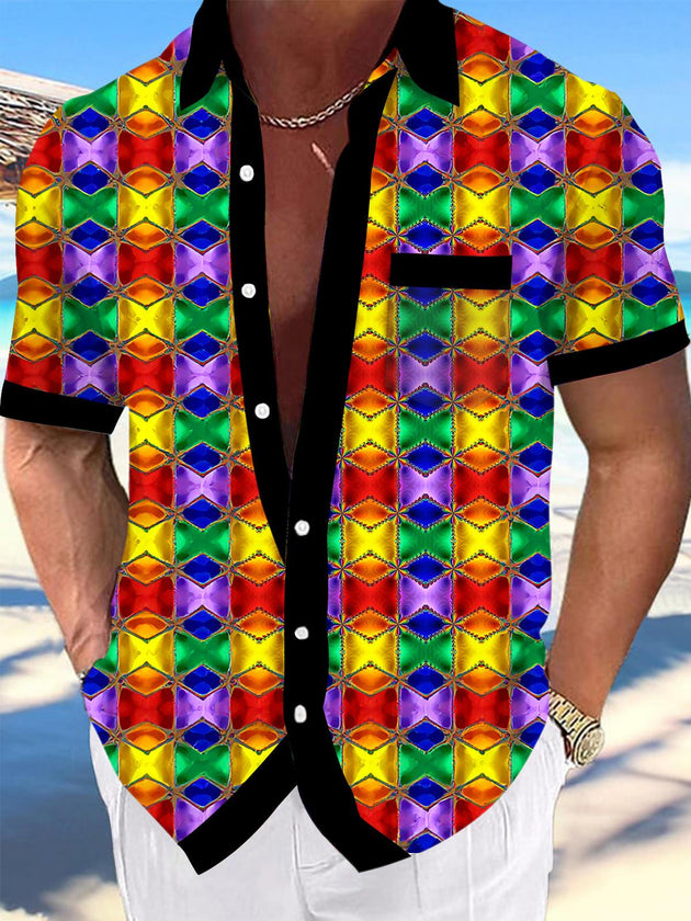 men's patterned sweater shirt front view