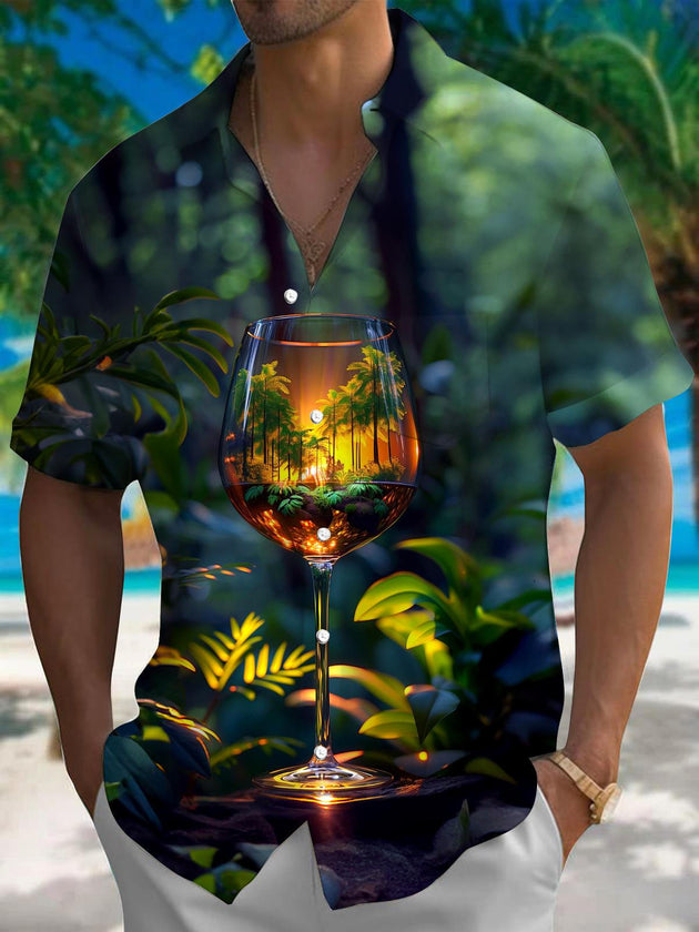men's Hawaiian shirt front view tropical beach vacation