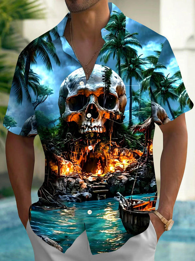 men's Hawaiian shirt front view tropical beach vacation