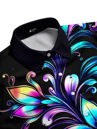 Men's flower print pocket half sleeve shirt side view