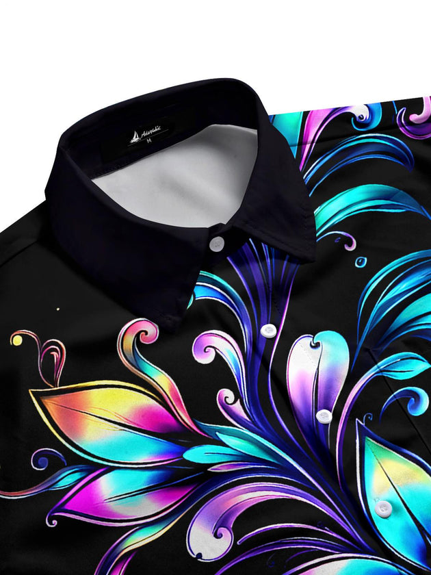Men's flower print pocket half sleeve shirt side view