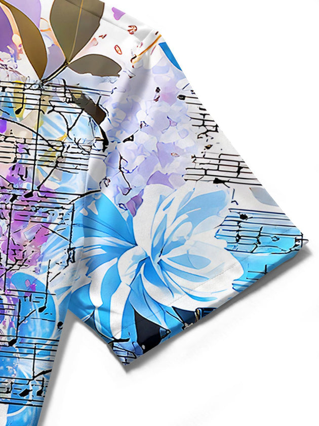 Art Face Floral Musical Note Women's Short Sleeve Shirts