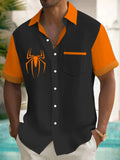 Halloween Spider Men's Pocket Short Sleeve Shirts