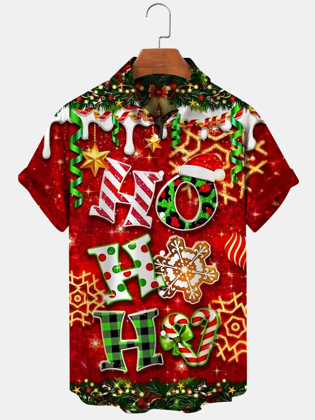 men's Christmas shirt front view holiday party