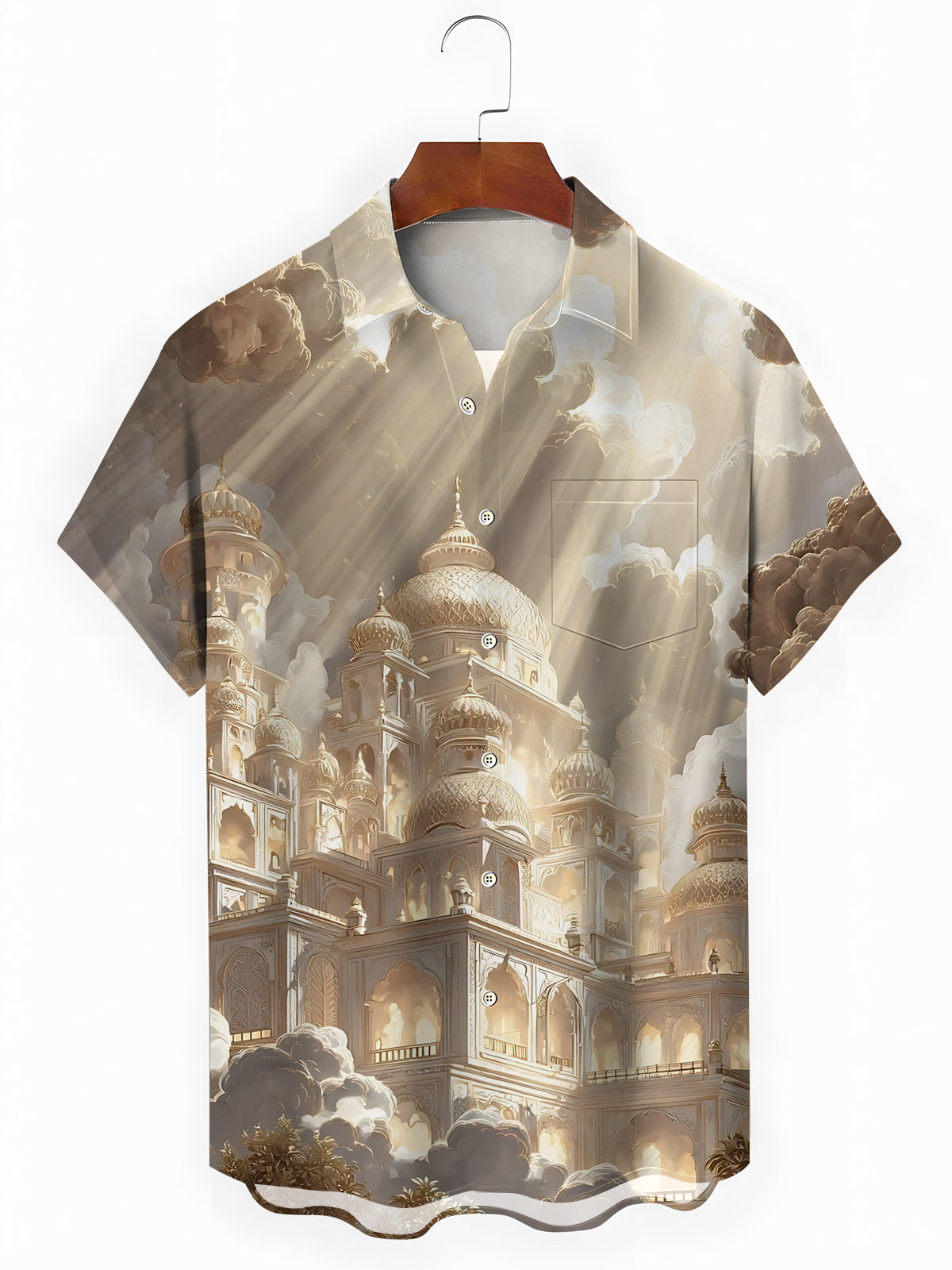 Castle Print Men's Pocket Short Sleeve Shirts