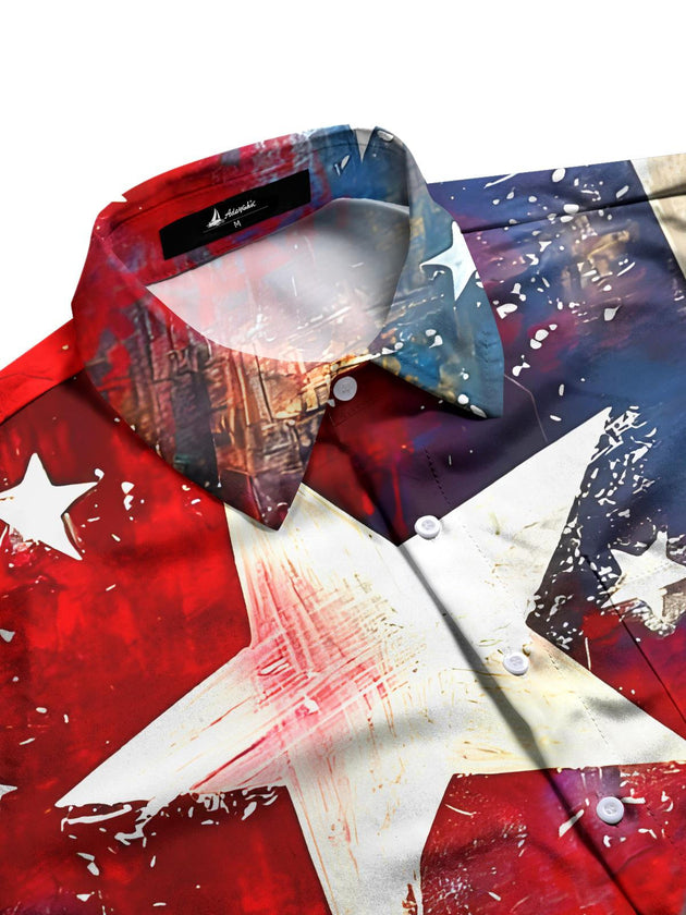men's printed short sleeve flat lay shirt