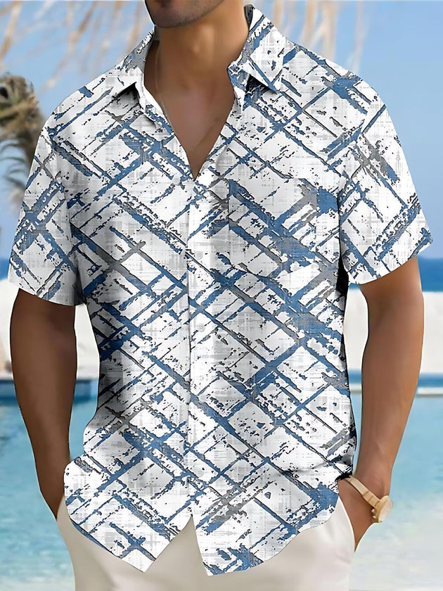 men's geometric print shirt front view