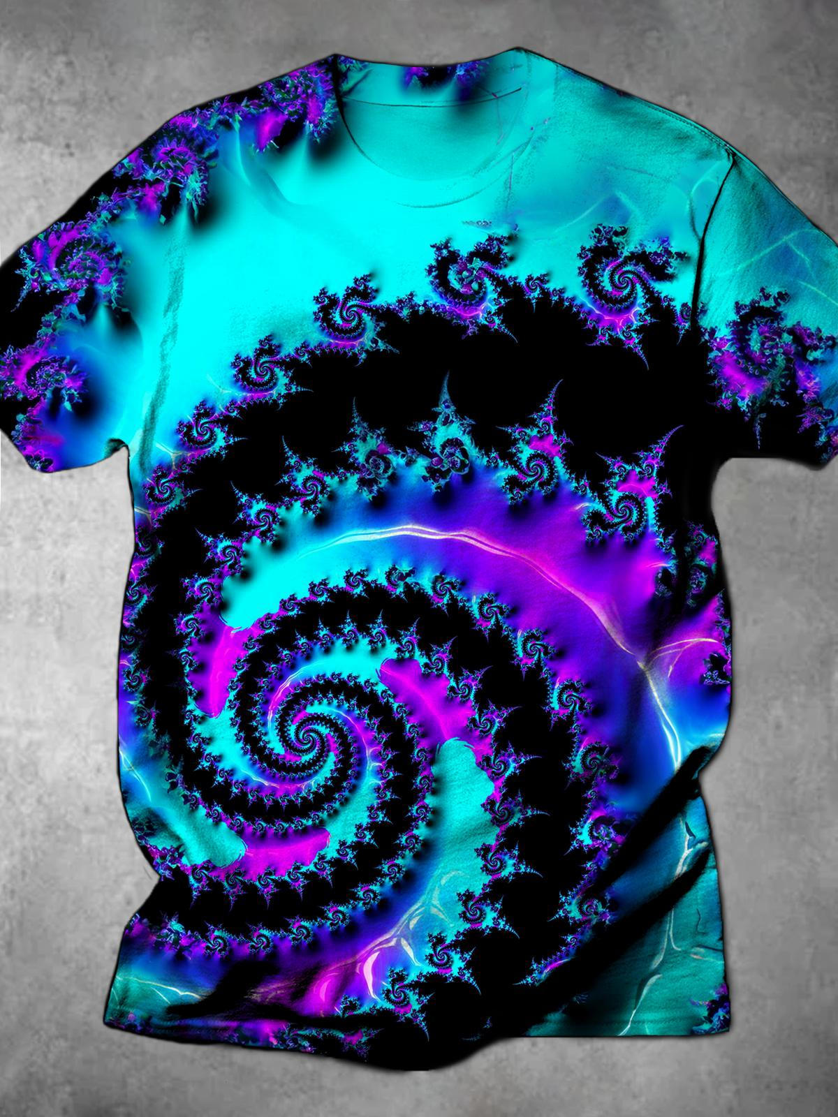 Abstract Round Neck Short Sleeve Men's T-shirt