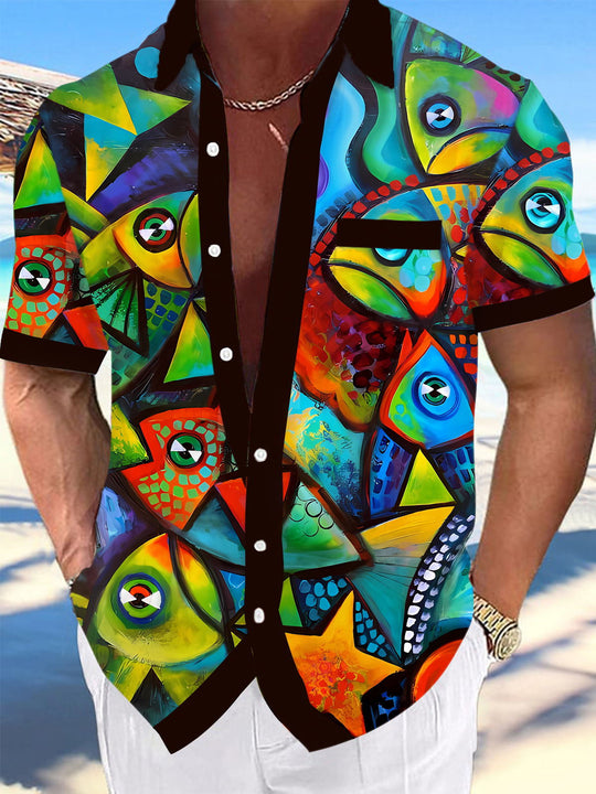 men's patterned sweater shirt front view