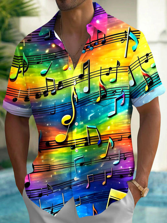 men's music print shirt front view