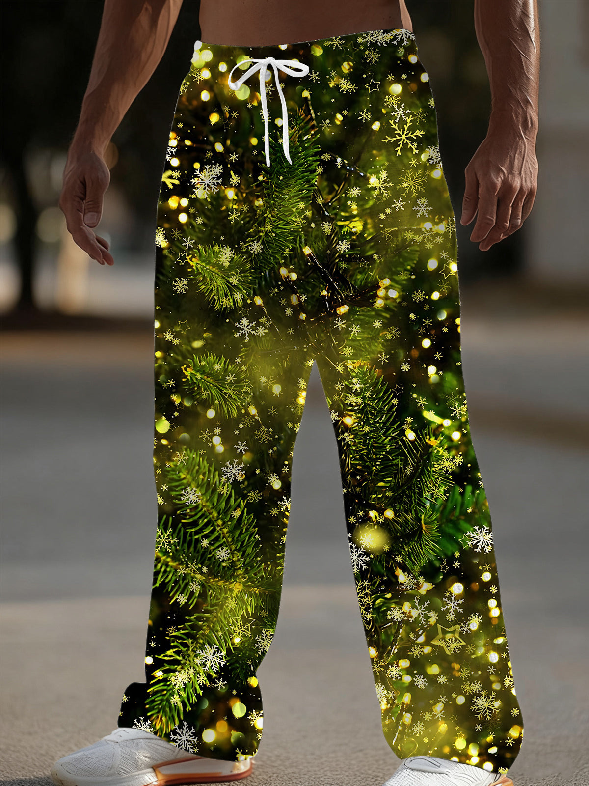 Christmas Print Men's Casual Elastic Waist Pants