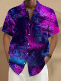 Abstract Print Short Sleeve Men's Shirts With Pocket