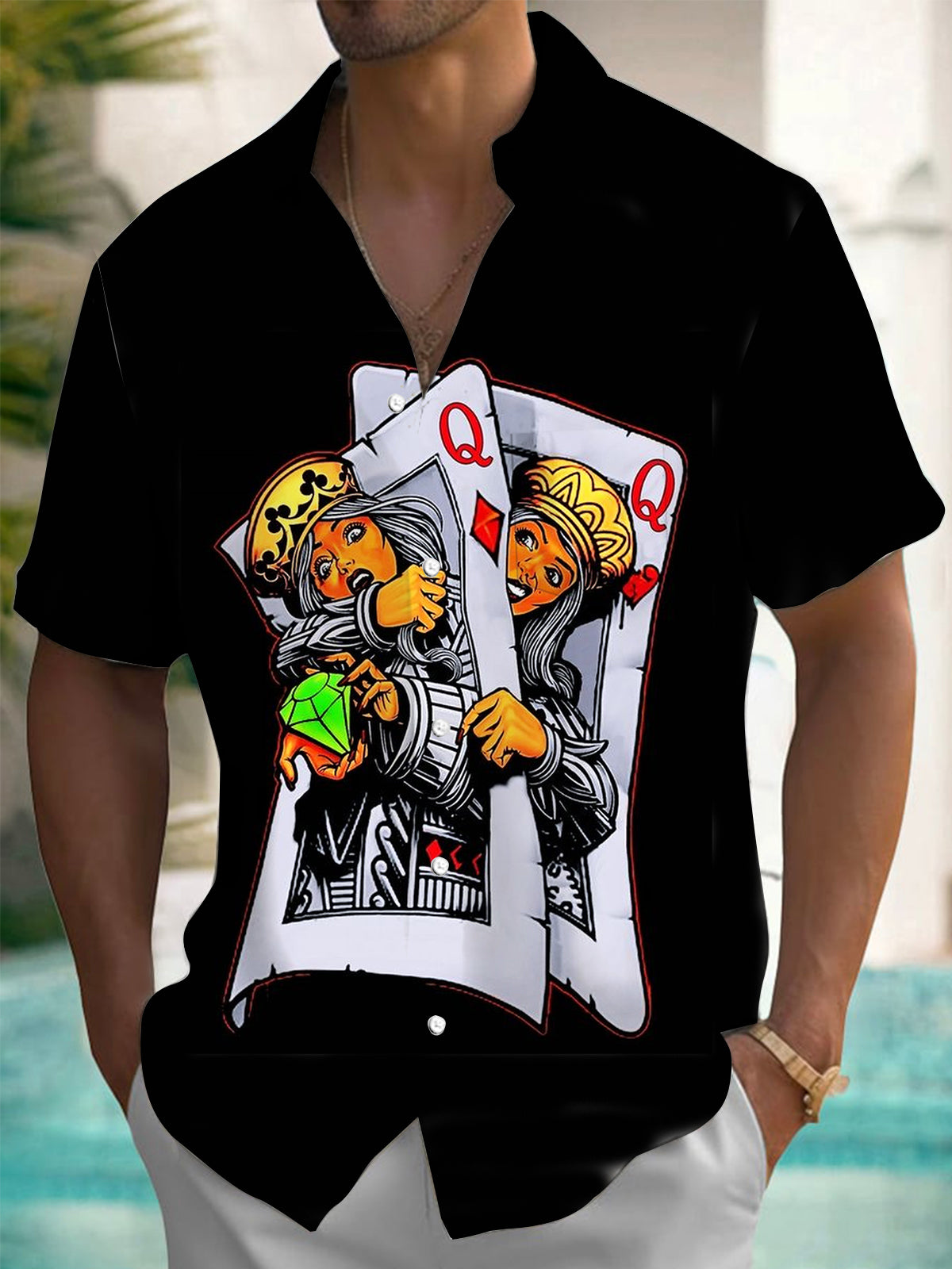 Poker Men's Pocket Short Sleeve Shirts