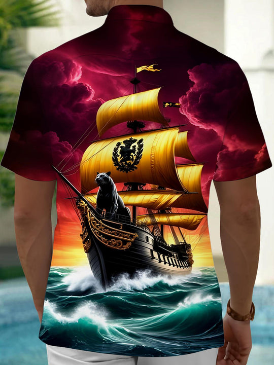 men's aloha shirt back view