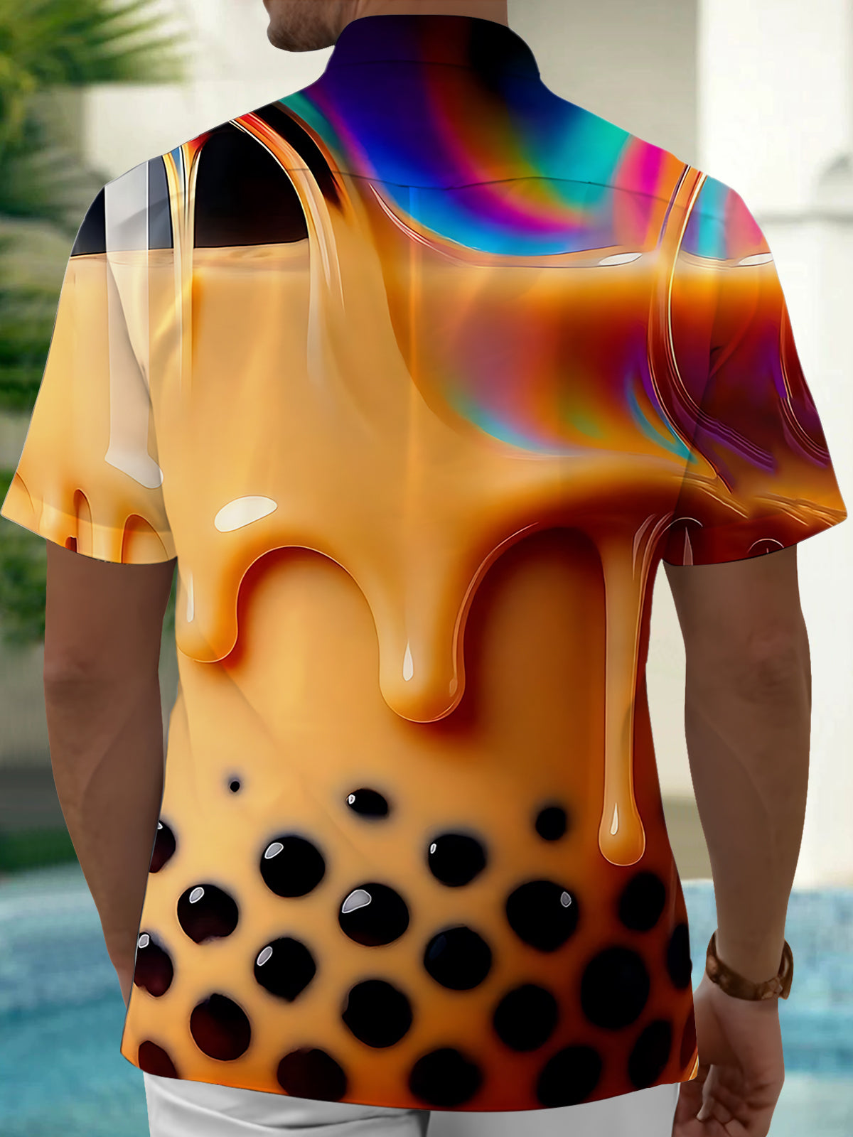 Bubble Tea Art Print Men's Pocket Short Sleeve Shirts