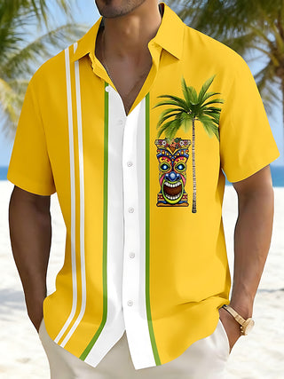 men's Hawaiian shirt front view tropical beach vacation