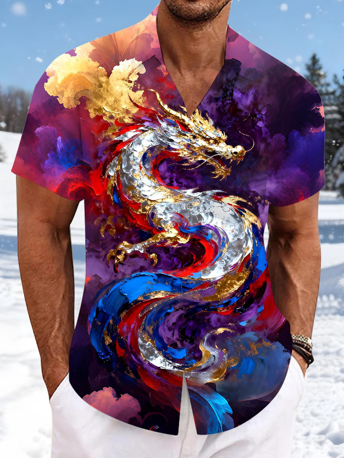 Dragon Men's Pocket Short Sleeve Shirts