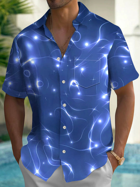 men's abstract print short sleeve shirt front view