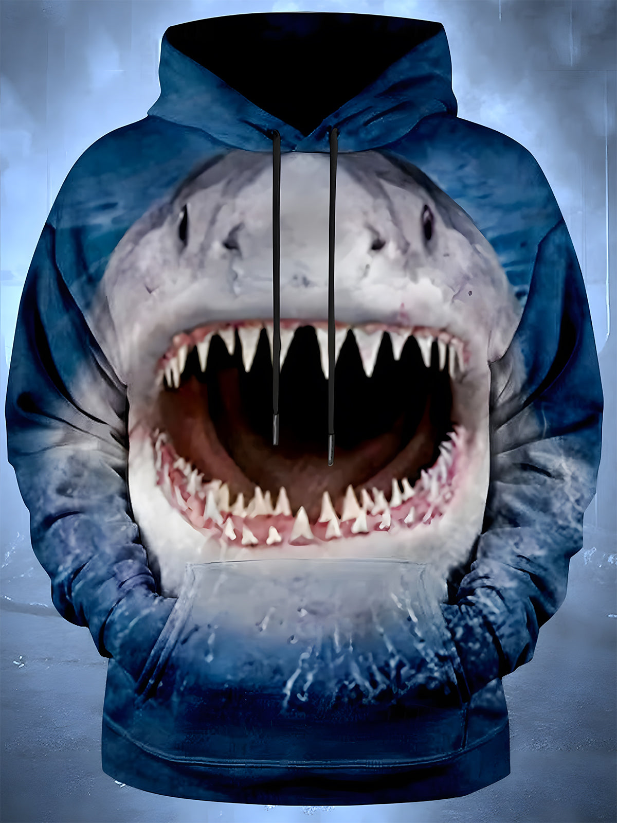 Shark Long Sleeve Hooded Pocket Men's Top