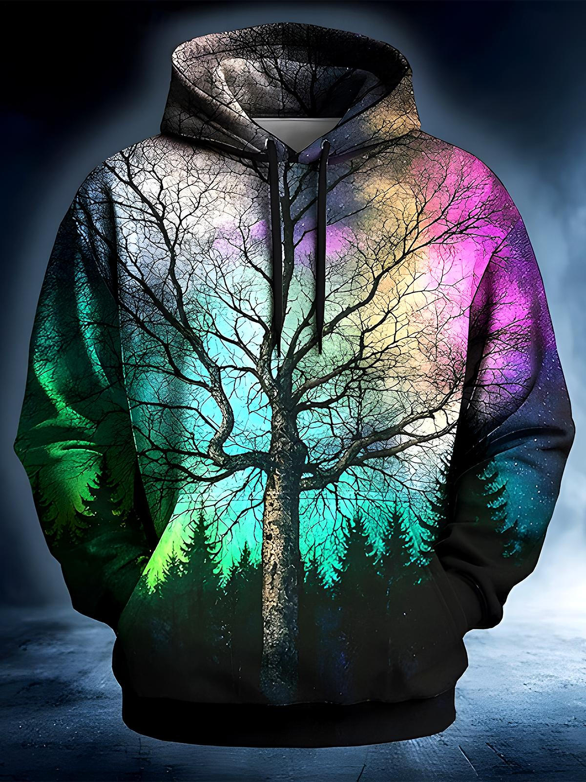Tree Men's Long Sleeve Pocket Hoodies