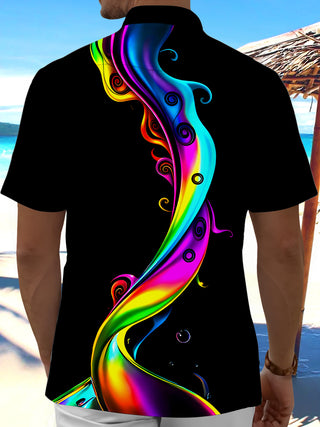 Men's abstract tie dye short sleeve shirt back view