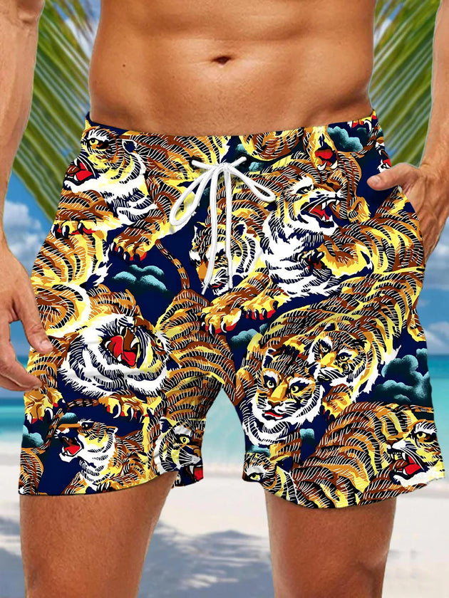 men's tiger print casual pants front view