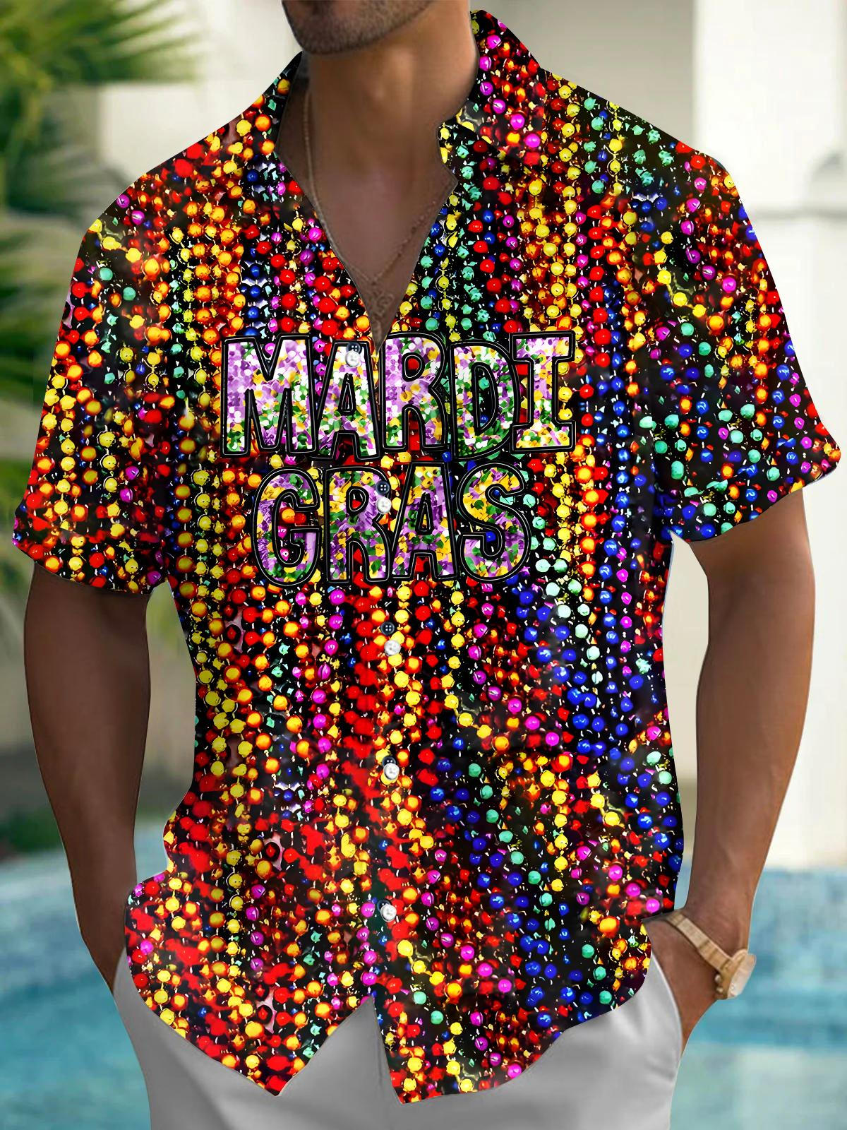 Mardi Gras Men's Pocket Short Sleeve Shirts