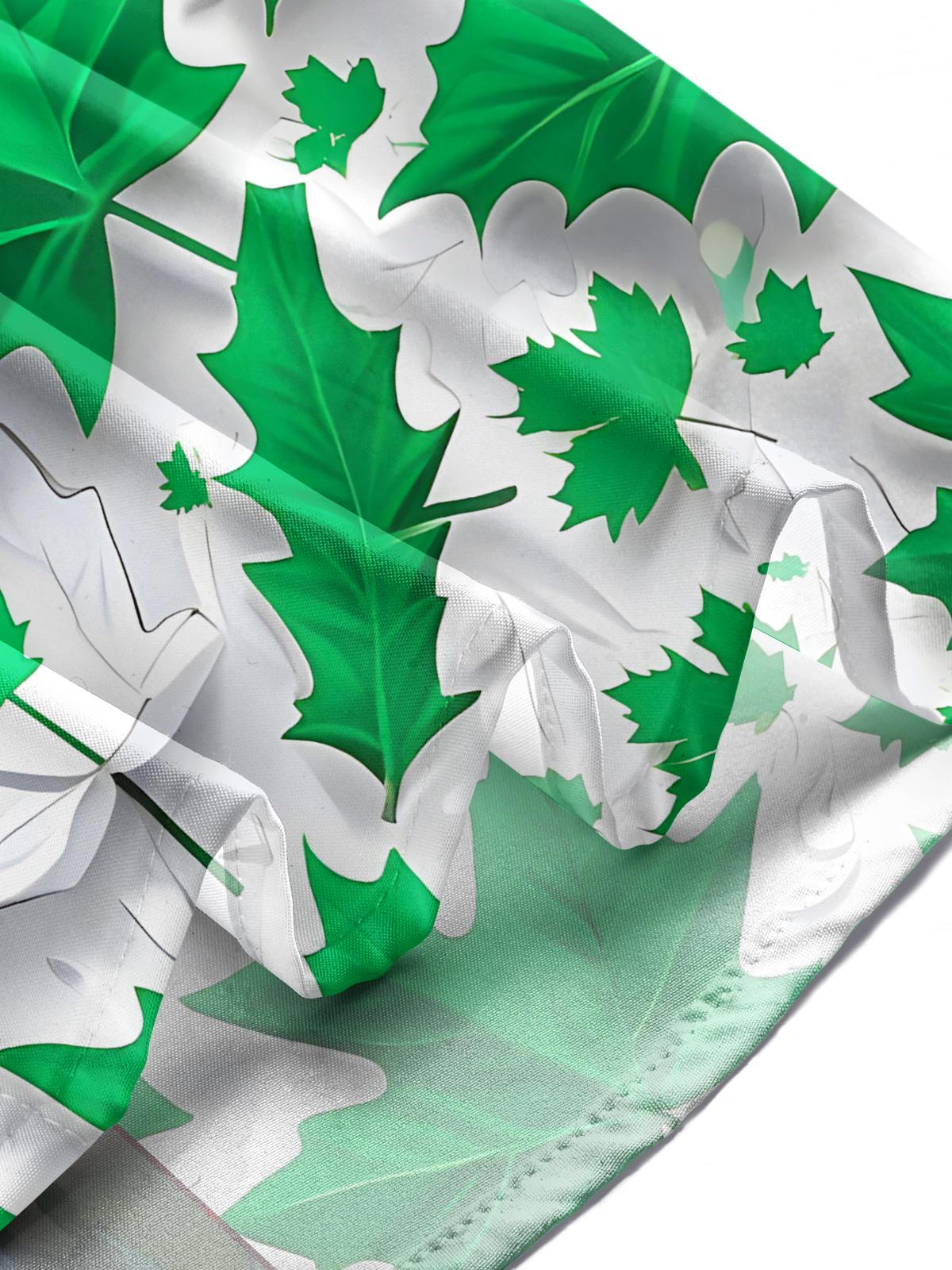 Leaf Print Men's Pocket Short Sleeve Shirts