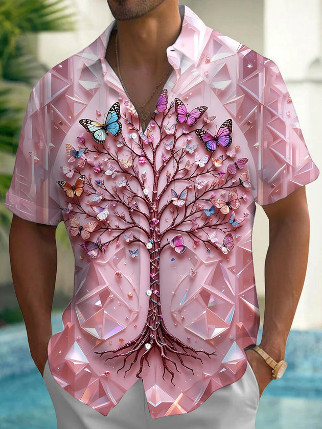 men's butterfly print shirt front view