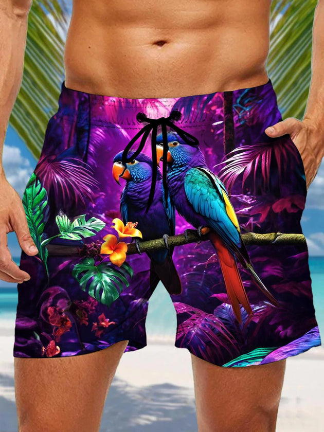 men's Hawaiian casual pants front view tropical beach vacation