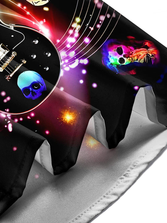 men's guitar print shirt close-up short sleeve
