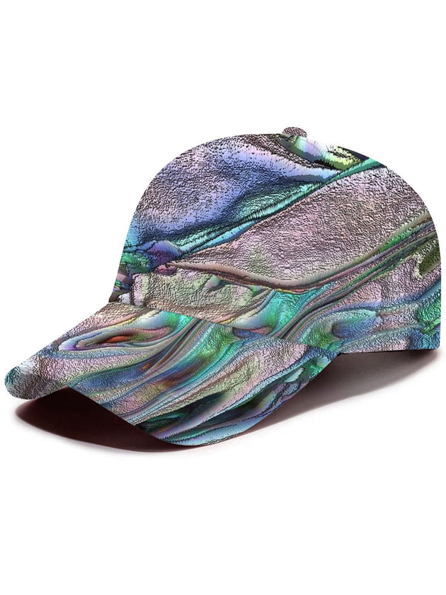 Men's black abstract print baseball cap front view
