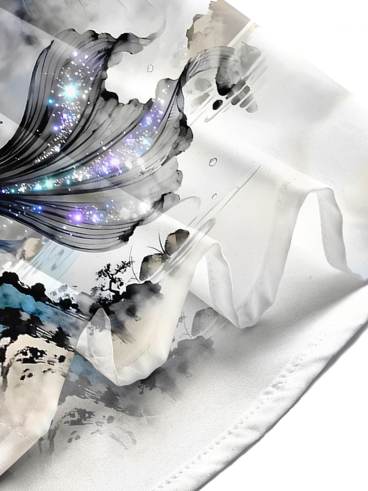 Wash Painting Gold Fish Men's Pocket Short Sleeve Shirts