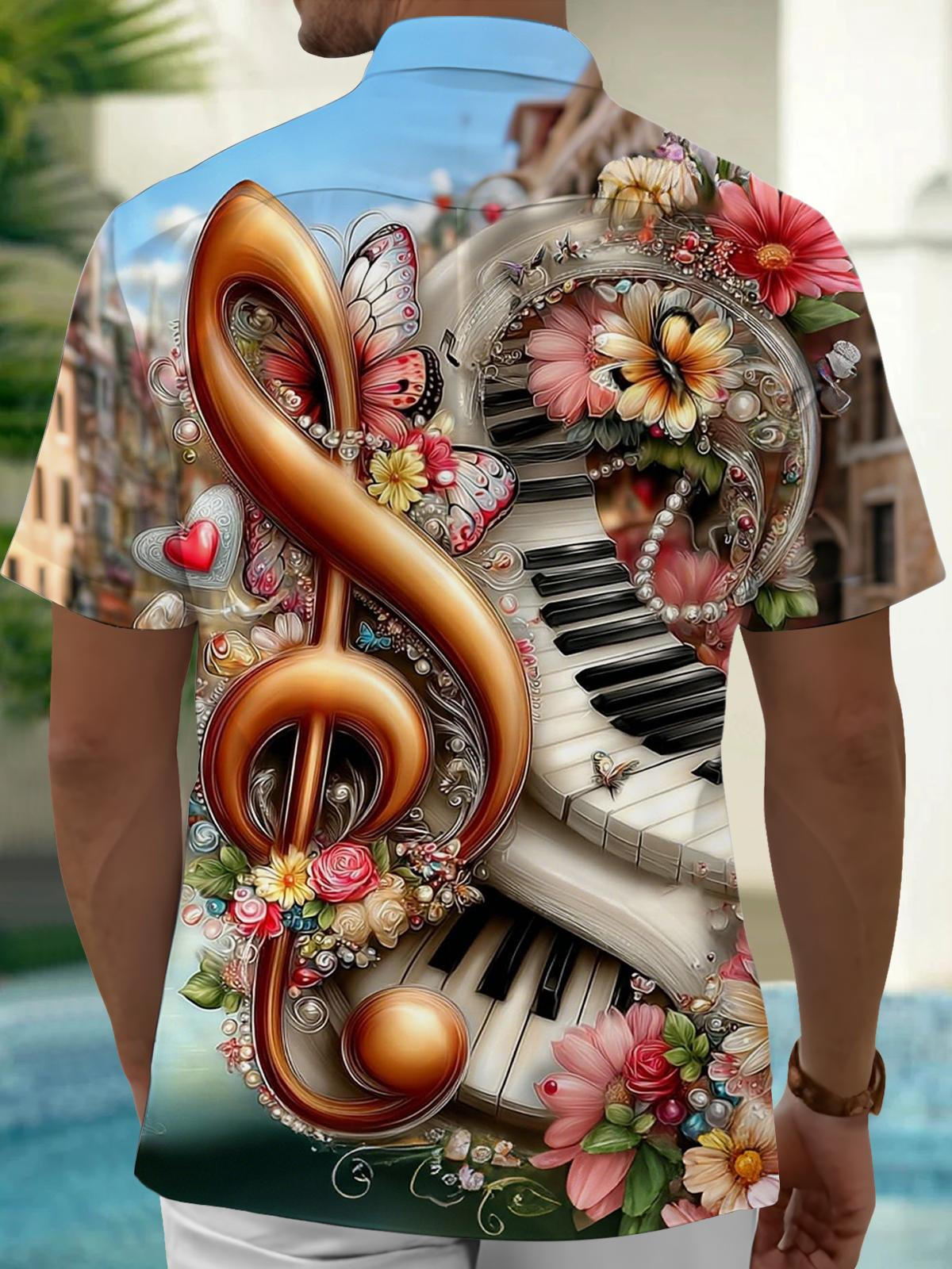 Music Art Print Men's Pocket Short Sleeve Shirts