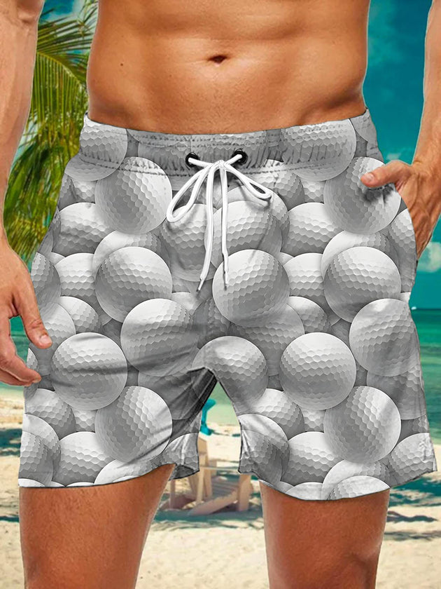 Men's golf ball print casual shorts front view