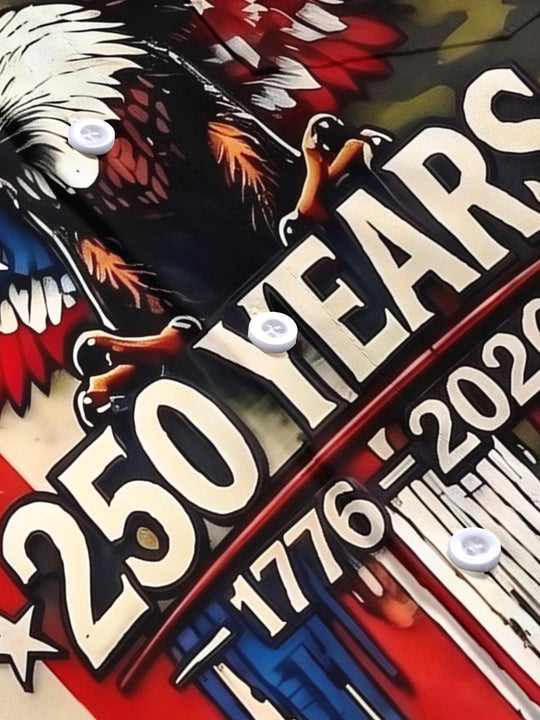 USA 250th Anniversary Camo Eagle Independence Day Men's Pocket Short Sleeve Shirts
