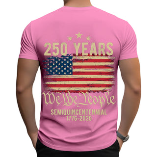 Men everyday American flag print graphic t-shirt lifestyle three-quarter view for Independence Day