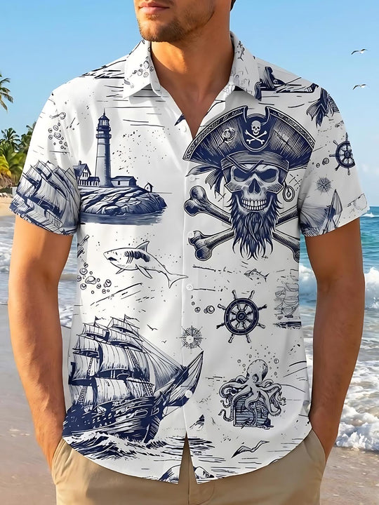 men's Hawaiian shirt front view tropical beach vacation