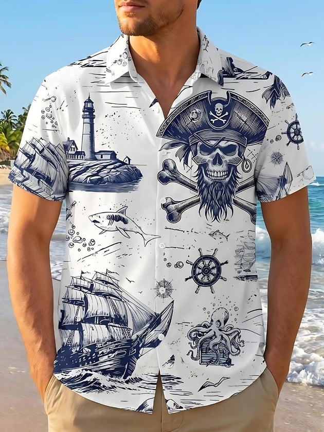 men's Hawaiian shirt front view tropical beach vacation