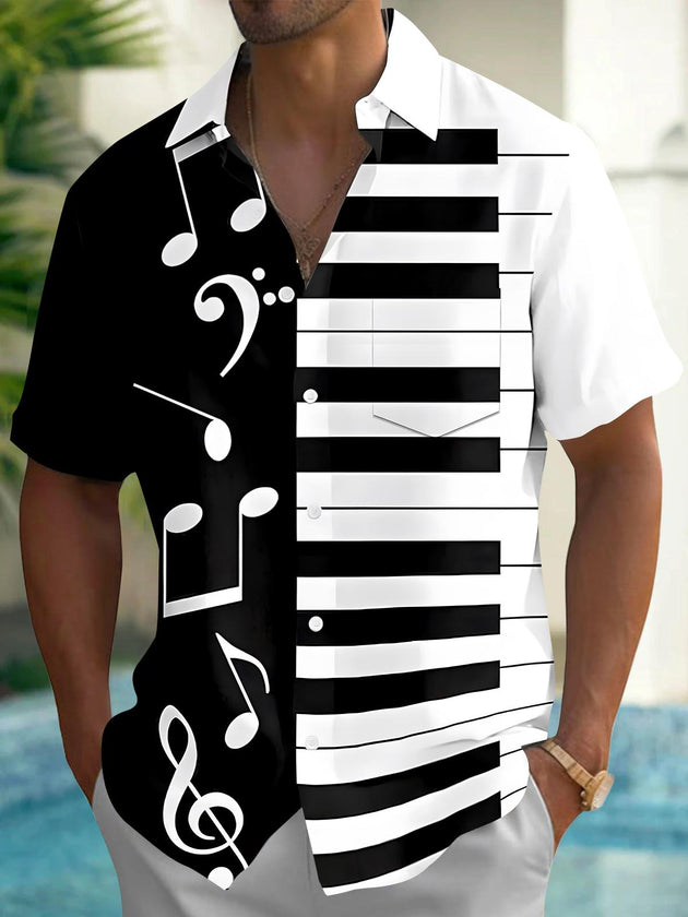 men's music print shirt front view