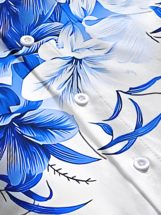 Men's floral long sleeve shirt flat lay pattern detail